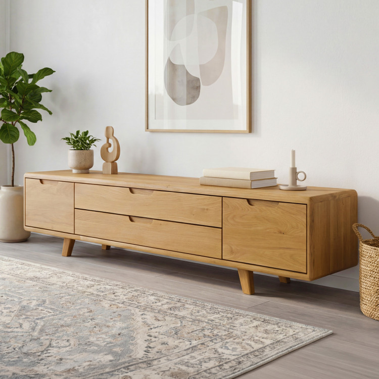 Televízna komoda, masív dub natural na nožičkách
