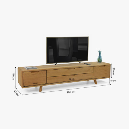 Televízna komoda, masív dub natural na nožičkách