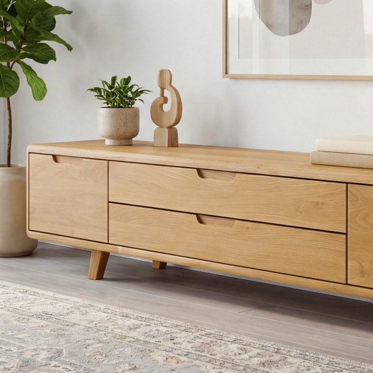 Televízna komoda, masív dub natural na nožičkách