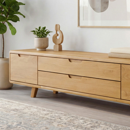 Televízna komoda, masív dub natural na nožičkách