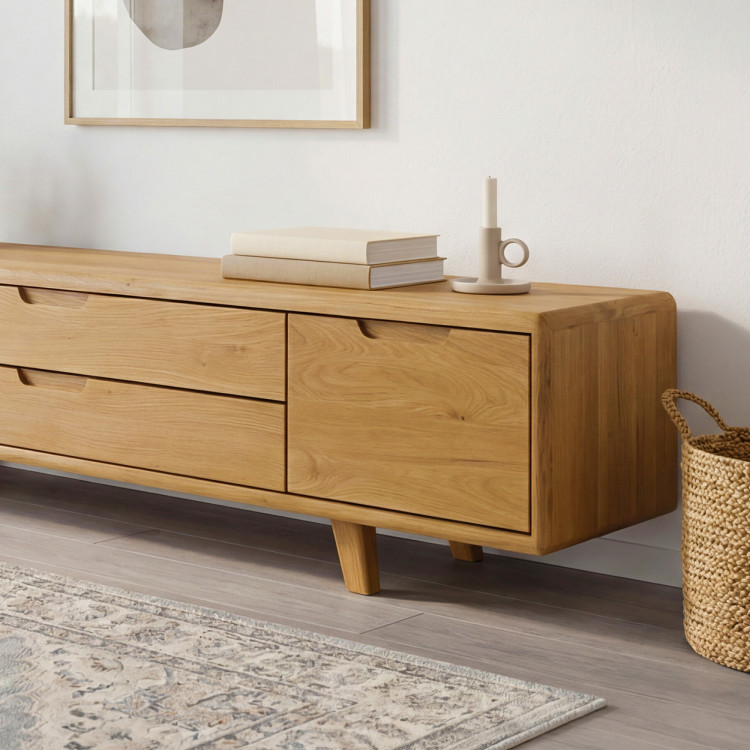 Televízna komoda, masív dub natural na nožičkách