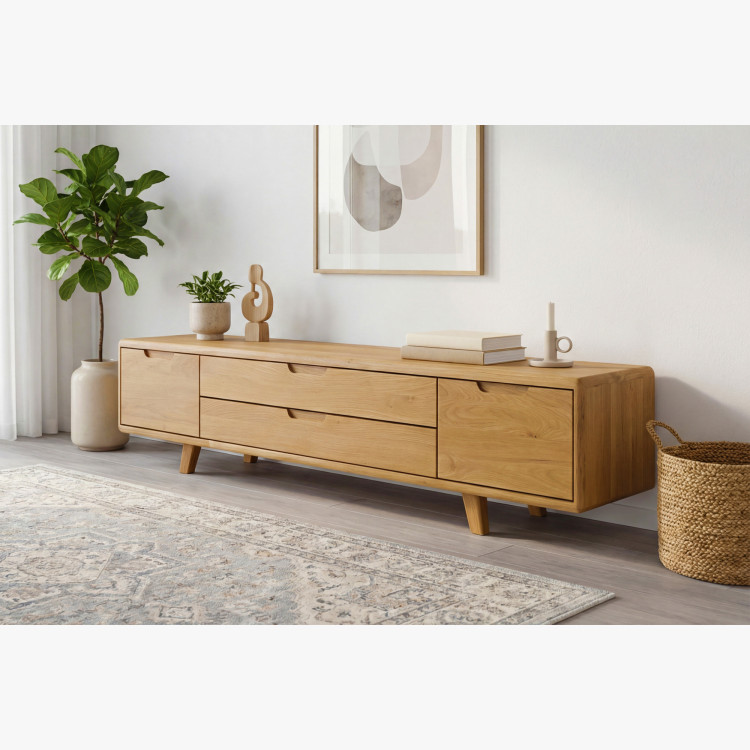 Televízna komoda, masív dub natural na nožičkách