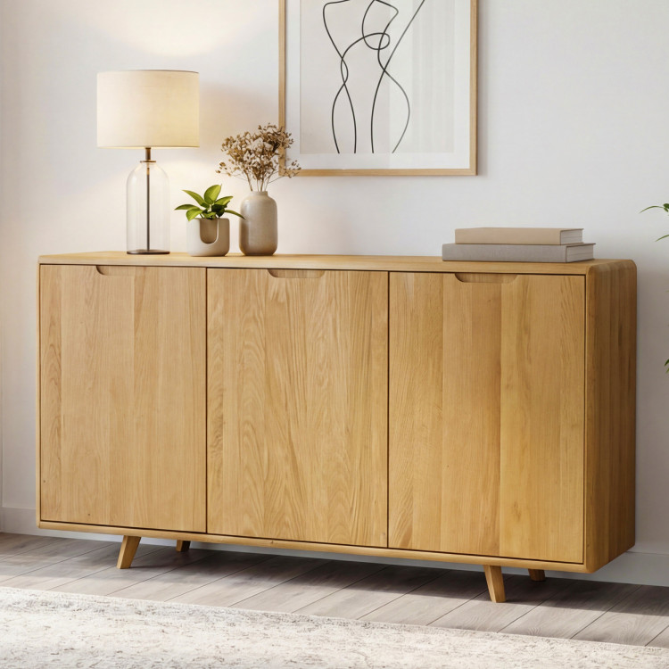 Dubová komoda s dvierkami, farba dub natural