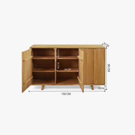 Dubová komoda s dvierkami, farba dub natural