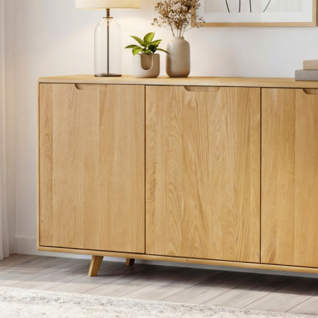 Dubová komoda s dvierkami, farba dub natural