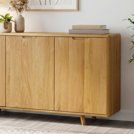 Dubová komoda s dvierkami, farba dub natural
