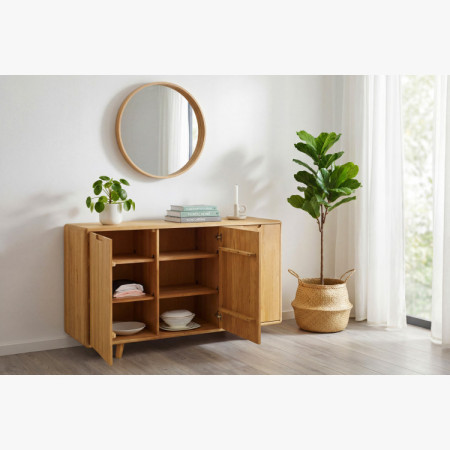 Dubová komoda s dvierkami, farba dub natural