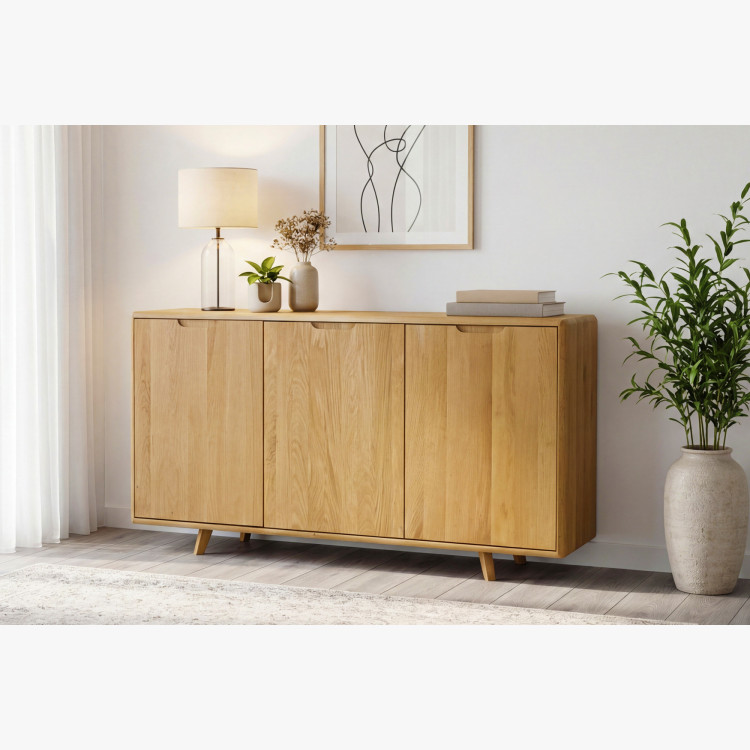 Dubová komoda s dvierkami, farba dub natural