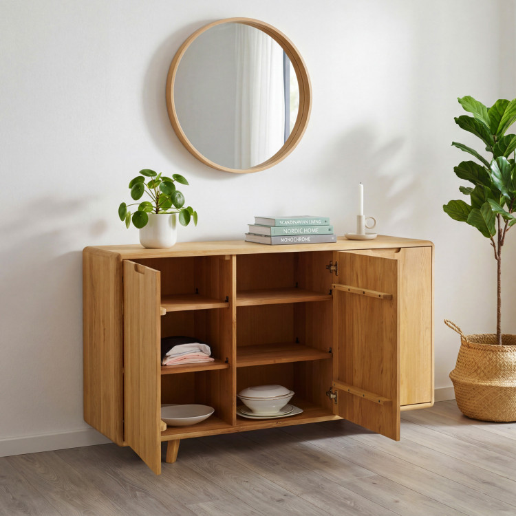 Dubová komoda s dvierkami, farba dub natural