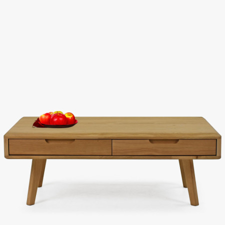 Masívny konferenčný stolík so zásuvkami, dub natural