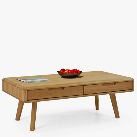 Masívny konferenčný stolík so zásuvkami, dub natural
