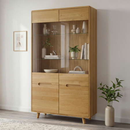 Dvojdverová dubová vitrína so sklom, Bratislava