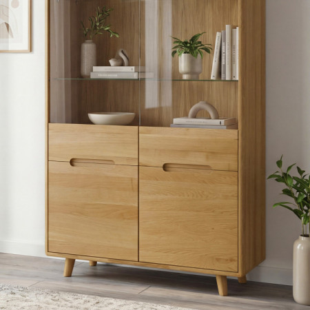 Dvojdverová dubová vitrína so sklom, Bratislava