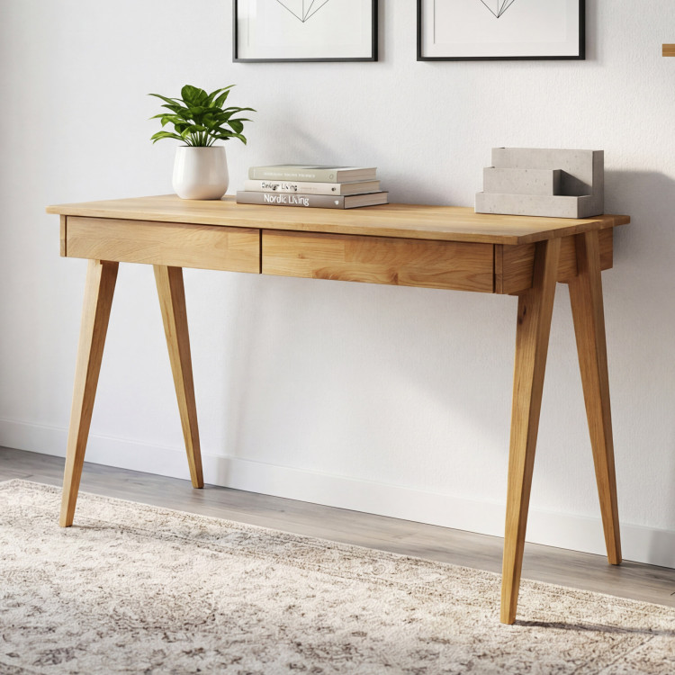 Dubový pc stôl s dvoma zásuvkami