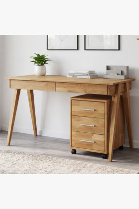 Dubový pc stôl s dvoma zásuvkami 2