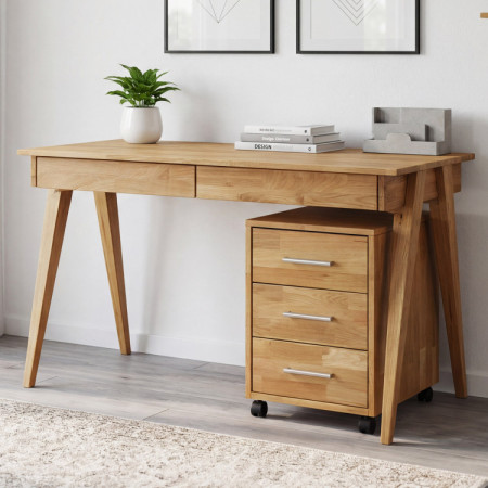 Dubový pc stôl s dvoma zásuvkami