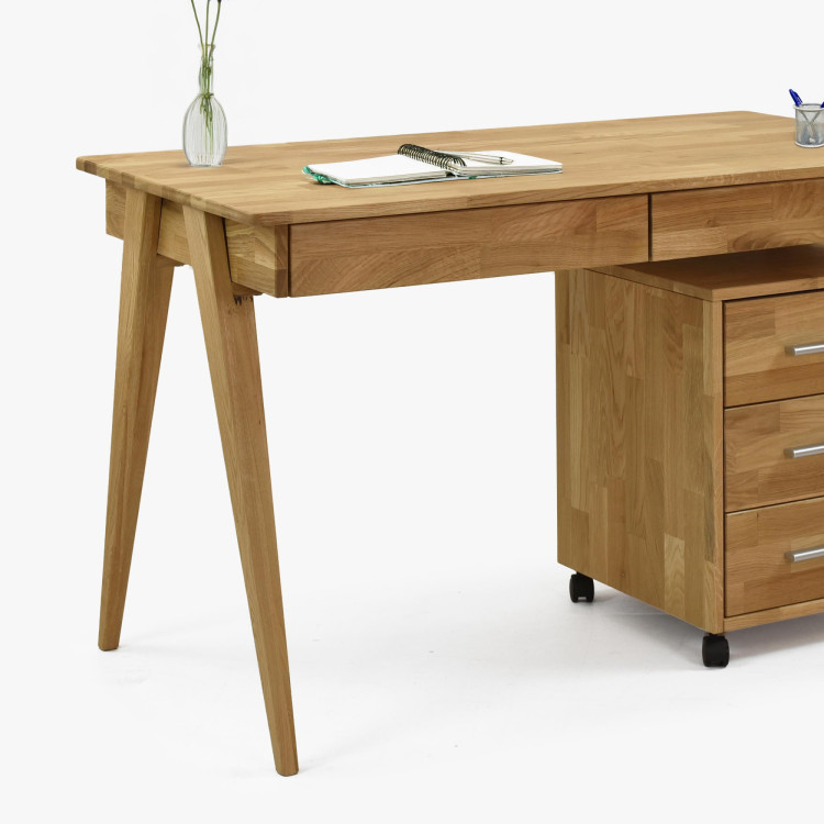 Dubový pc stôl s dvoma zásuvkami