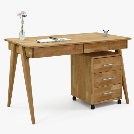 Dubový pc stôl s dvoma zásuvkami