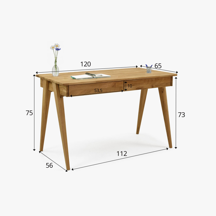 Dubový pc stôl s dvoma zásuvkami