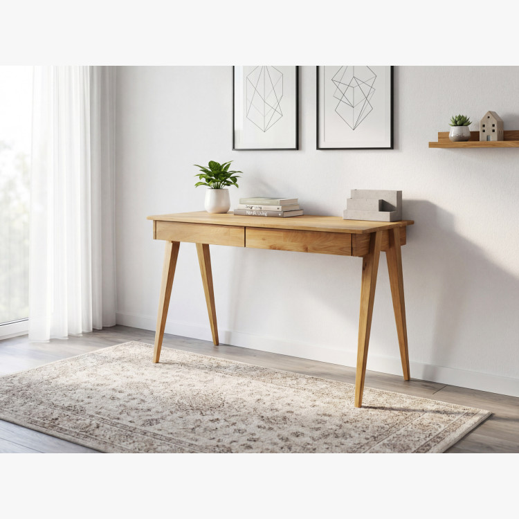 Dubový pc stôl s dvoma zásuvkami