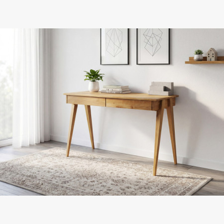 Dubový pc stôl s dvoma zásuvkami