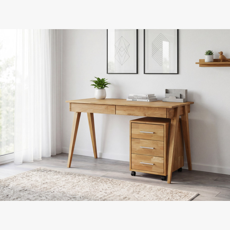 Dubový pc stôl s dvoma zásuvkami