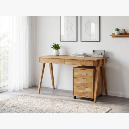 Dubový pc stôl s dvoma zásuvkami