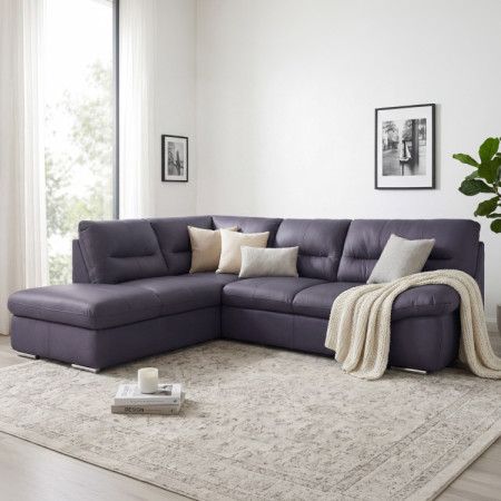 Rohová sedacia súprava - pravá koža NAVY, William roh vľavo