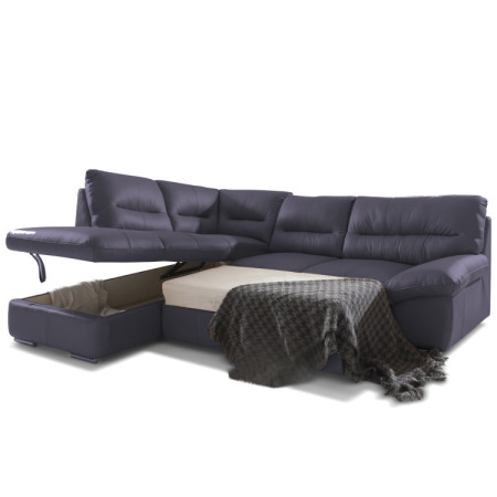 Rohová sedacia súprava - pravá koža NAVY, William roh vľavo