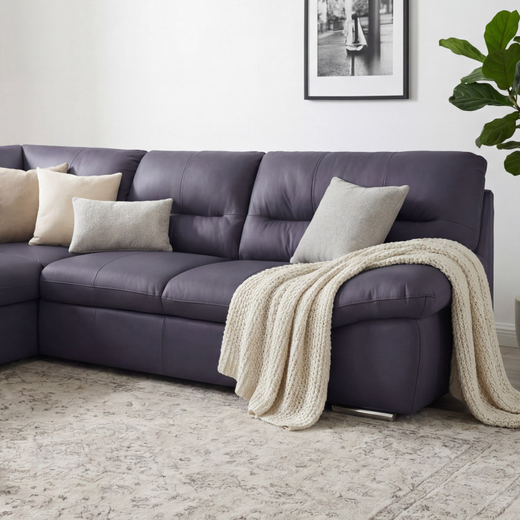 Rohová sedacia súprava - pravá koža NAVY, William roh vľavo