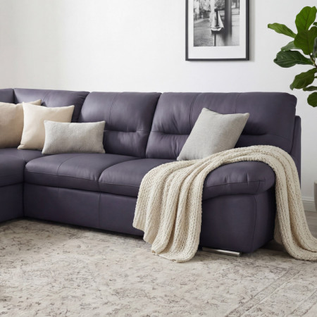 Rohová sedacia súprava - pravá koža NAVY, William roh vľavo