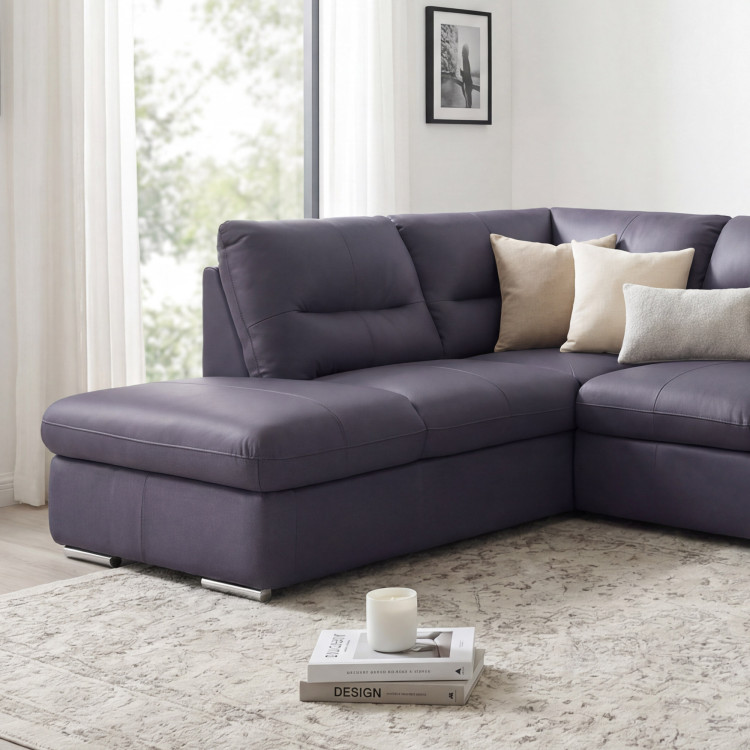 Rohová sedacia súprava - pravá koža NAVY, William roh vľavo