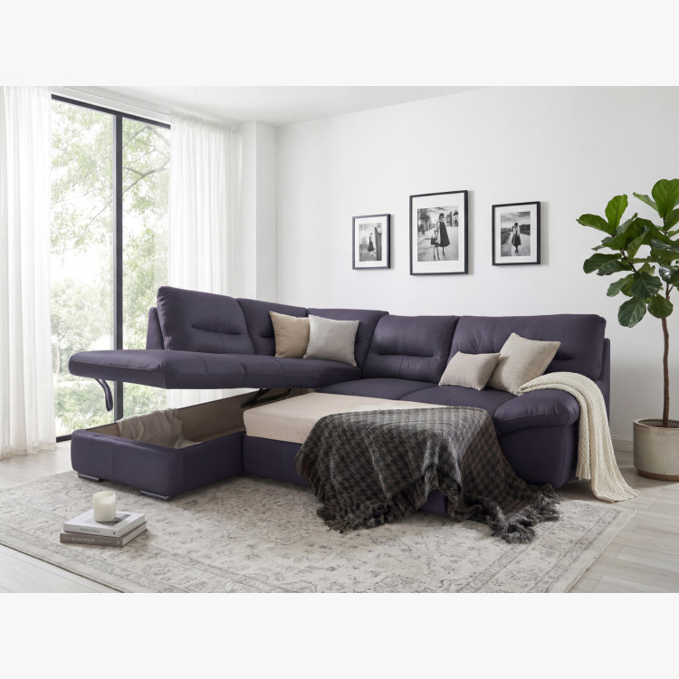 Rohová sedacia súprava - pravá koža NAVY, William roh vľavo