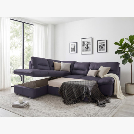 Rohová sedacia súprava - pravá koža NAVY, William roh vľavo