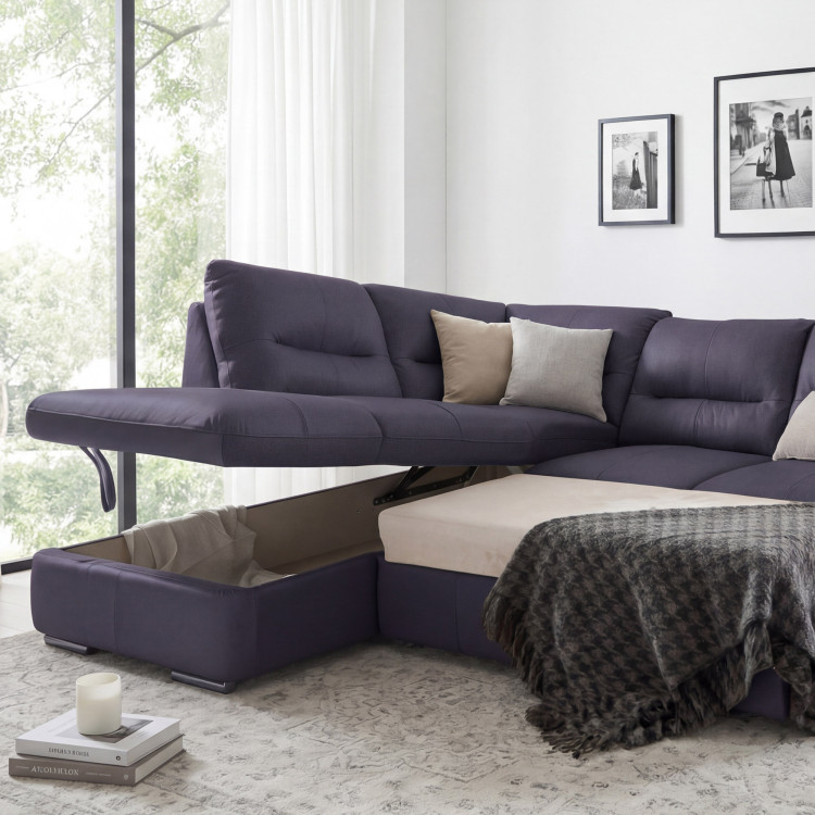 Rohová sedacia súprava - pravá koža NAVY, William roh vľavo