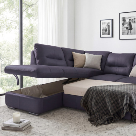 Rohová sedacia súprava - pravá koža NAVY, William roh vľavo