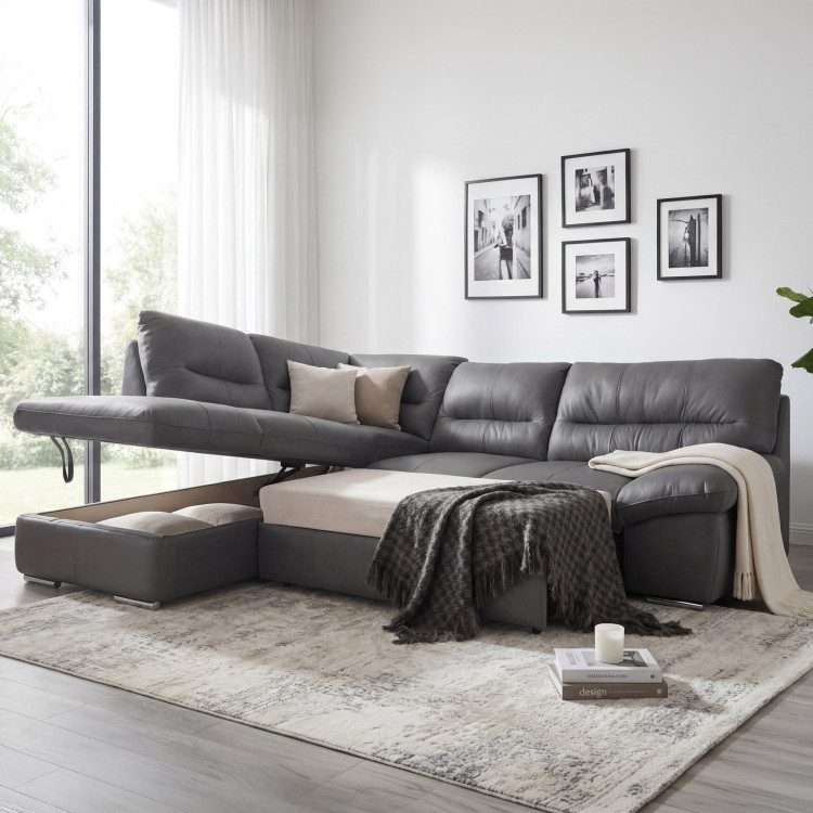 Rohová sedacia súprava - pravá koža STONE, William roh vľavo