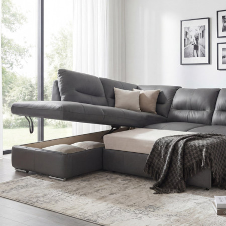 Rohová sedacia súprava - pravá koža STONE, William roh vľavo