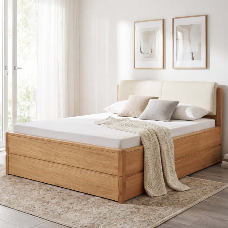 Posteľ 180 cm s úložným priestorom manželská , Helsinki Olej