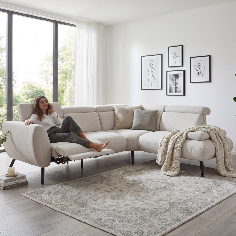 Sedacia súprava CALAIS – moderná rohová sedačka s vysokými nožičkami P