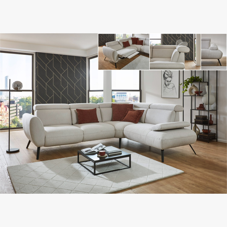 Sedacia súprava CALAIS – moderná rohová sedačka s vysokými nožičkami P