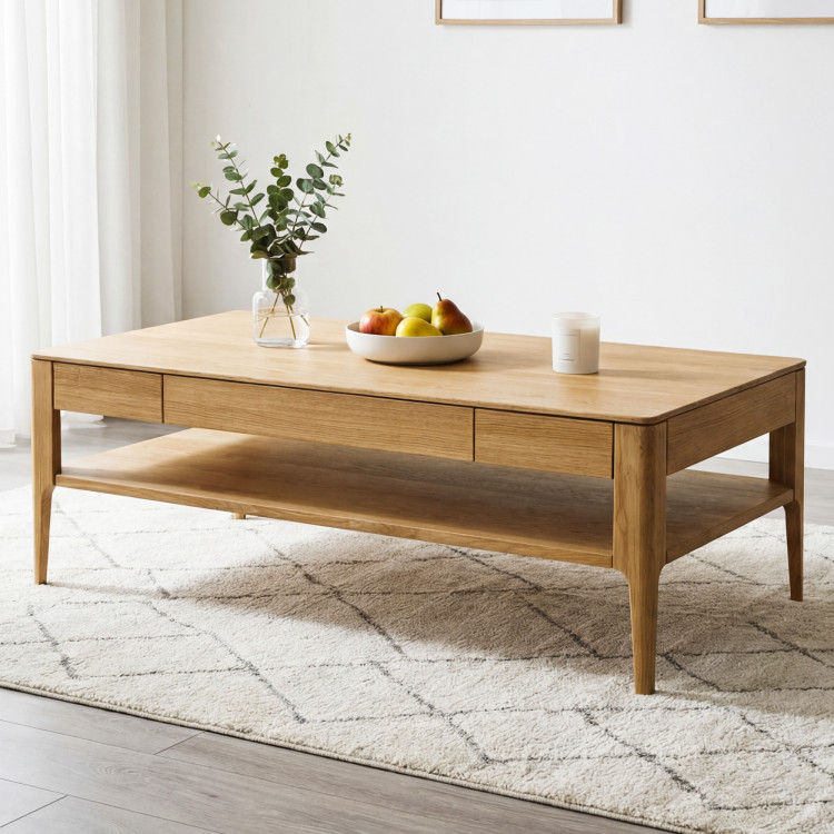 Konferenčný stolík so zásuvkou, masív dub