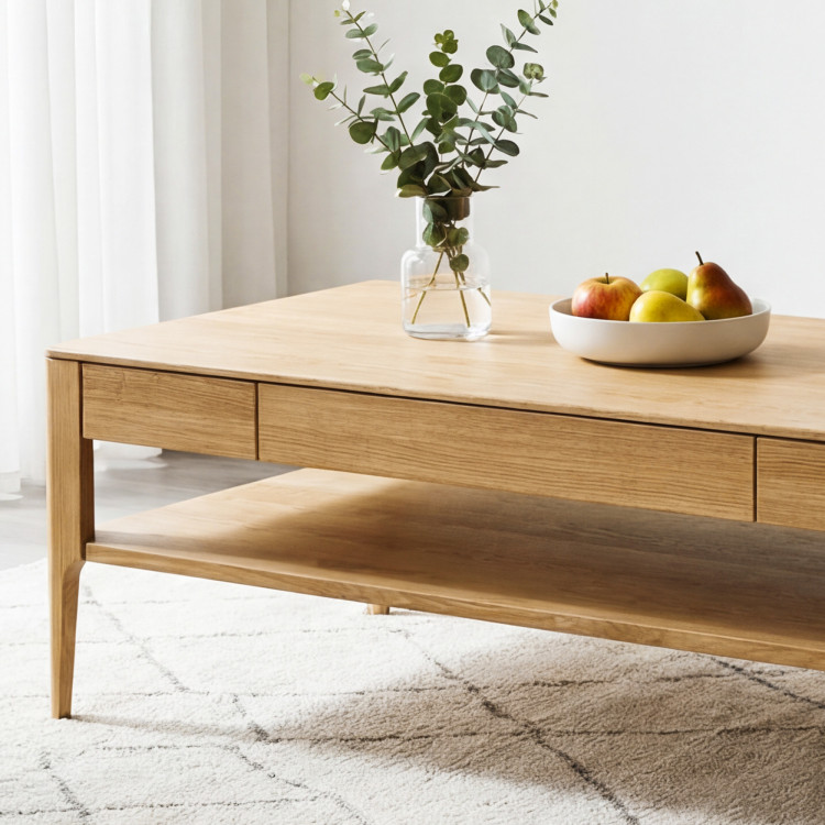 Konferenčný stolík so zásuvkou, masív dub