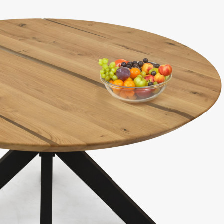 Kruhový jedálenský stôl dub + epoxid, priemer 120 cm