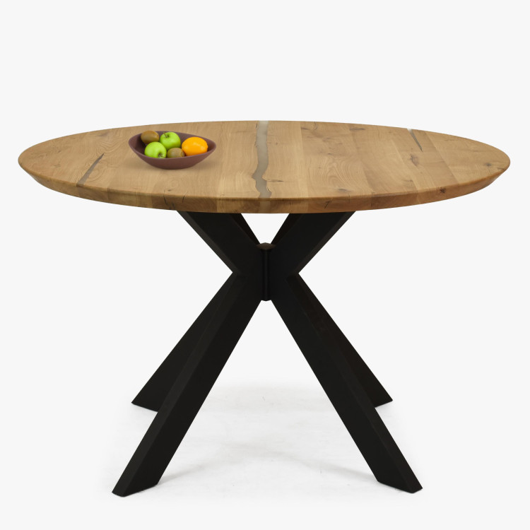 Kruhový jedálenský stôl dub + epoxid, priemer 120 cm