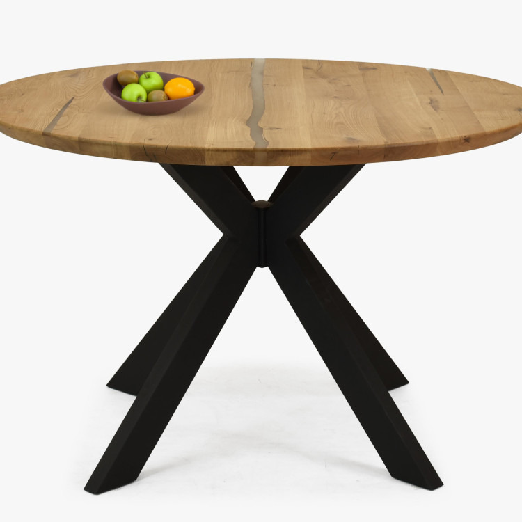 Kruhový jedálenský stôl dub + epoxid, priemer 120 cm