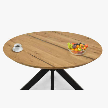 Kruhový jedálenský stôl dub + epoxid, priemer 120 cm