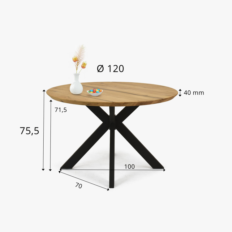 Kruhový jedálenský stôl dub + epoxid, priemer 120 cm
