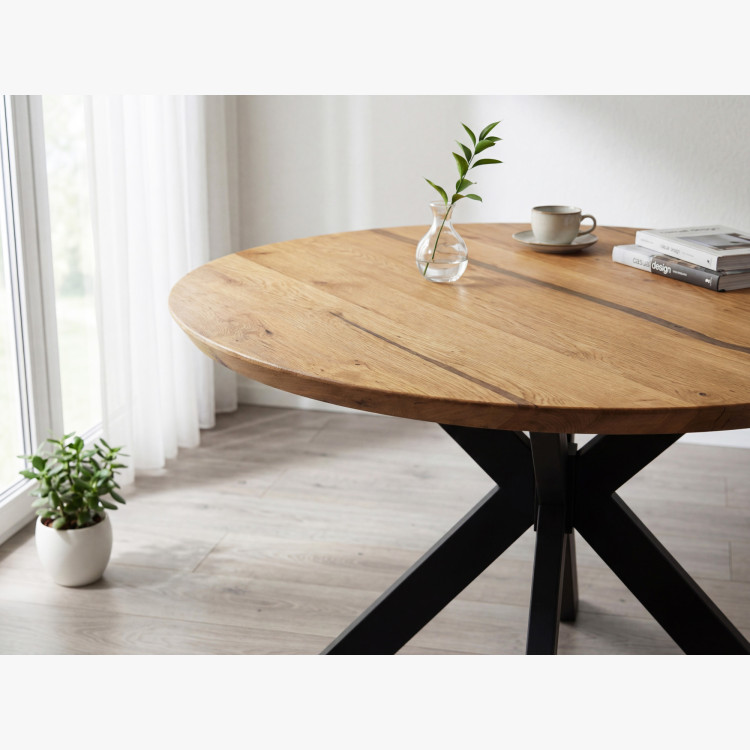 Kruhový jedálenský stôl dub + epoxid, priemer 120 cm