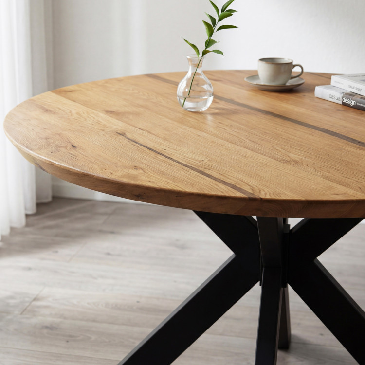 Kruhový jedálenský stôl dub + epoxid, priemer 120 cm